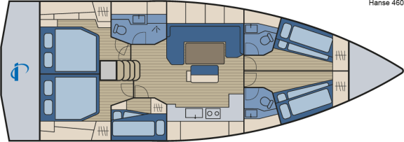 Hanse 460 - 5 Kabinen mit 3 Doppelstockkabinen